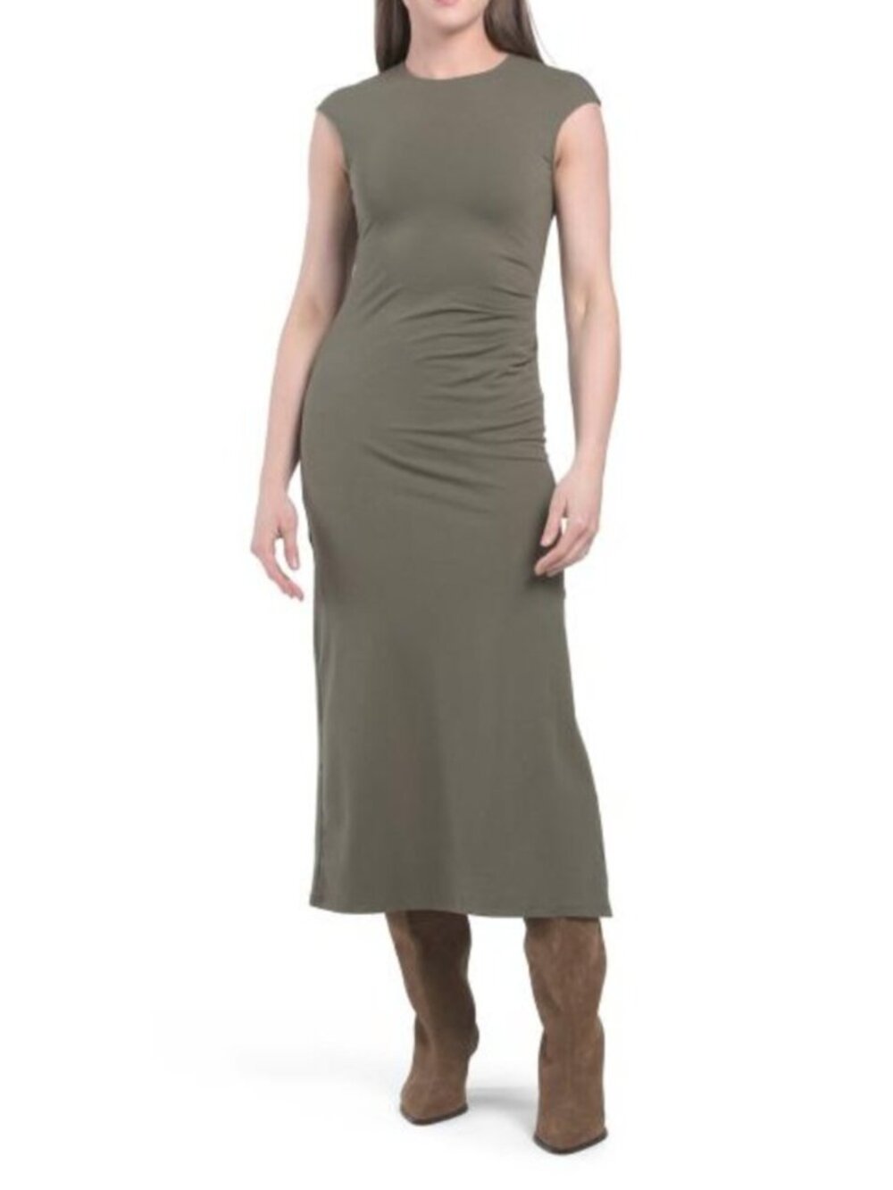 THEORY Cap Sleeve Pleated Side Dress